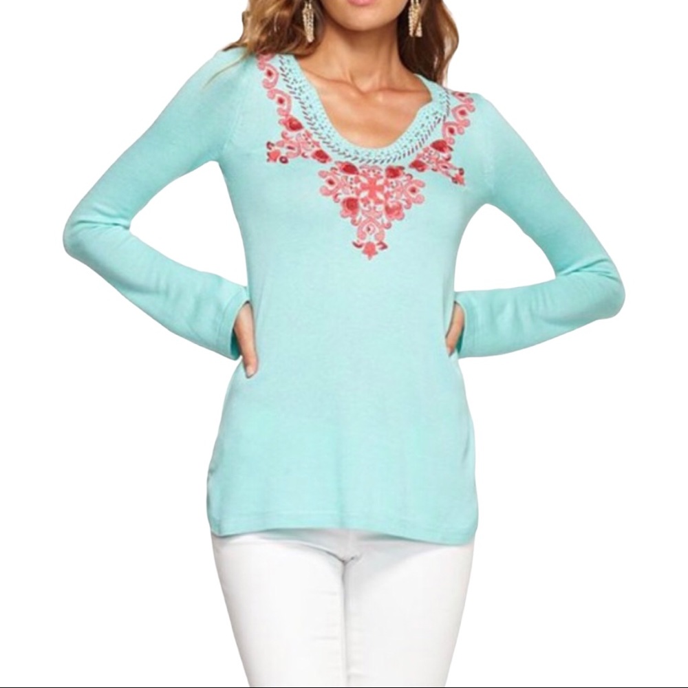 Lilly Pulitzer April Embroidered Tunic Sweater S